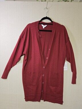 NWT Time and Tru Wine Button-Front Cardigan